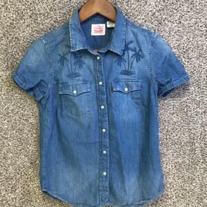 Levi Tropical palm tree embroidered shirt XS